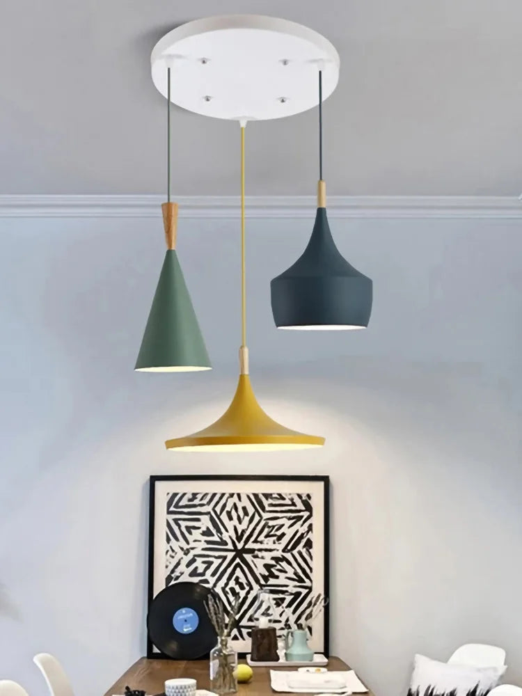 3 lights Modern Pendant Lights for Living Room Bedroom Kitchen Office Restaurant Hotel Colorful E27 LED Hanging Lamps