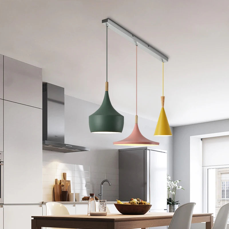3 lights Modern Pendant Lights for Living Room Bedroom Kitchen Office Restaurant Hotel Colorful E27 LED Hanging Lamps