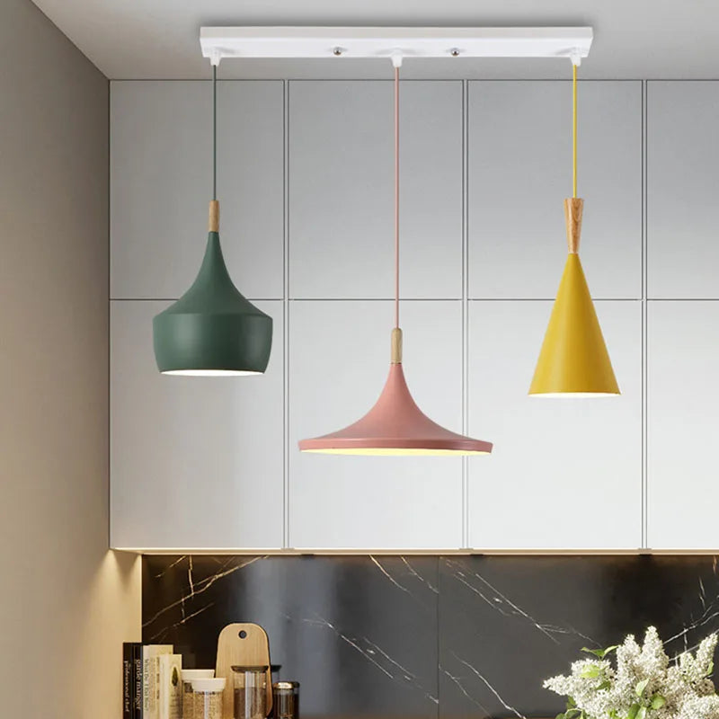 3 lights Modern Pendant Lights for Living Room Bedroom Kitchen Office Restaurant Hotel Colorful E27 LED Hanging Lamps