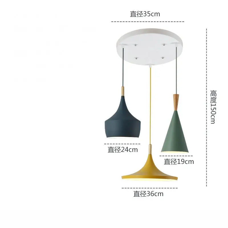 3 lights Modern Pendant Lights for Living Room Bedroom Kitchen Office Restaurant Hotel Colorful E27 LED Hanging Lamps