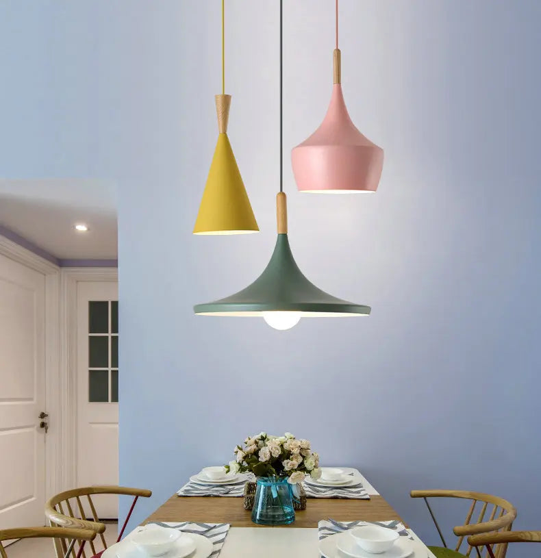 3 lights Modern Pendant Lights for Living Room Bedroom Kitchen Office Restaurant Hotel Colorful E27 LED Hanging Lamps
