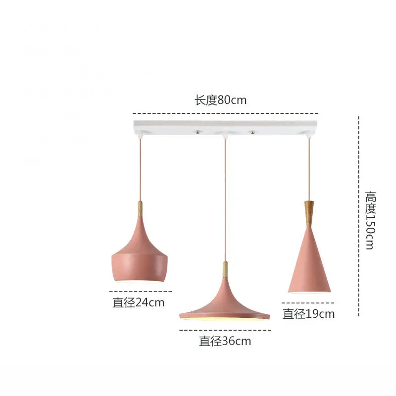 3 lights Modern Pendant Lights for Living Room Bedroom Kitchen Office Restaurant Hotel Colorful E27 LED Hanging Lamps