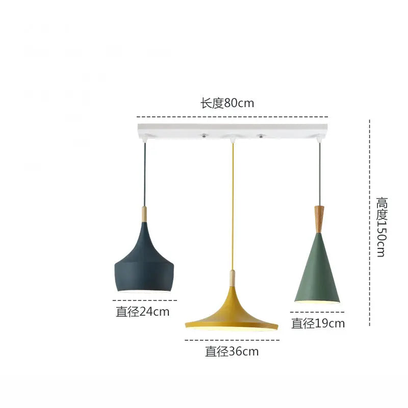 3 lights Modern Pendant Lights for Living Room Bedroom Kitchen Office Restaurant Hotel Colorful E27 LED Hanging Lamps