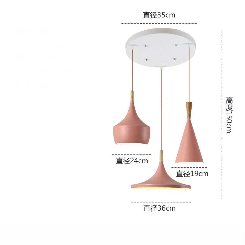 3 lights Modern Pendant Lights for Living Room Bedroom Kitchen Office Restaurant Hotel Colorful E27 LED Hanging Lamps