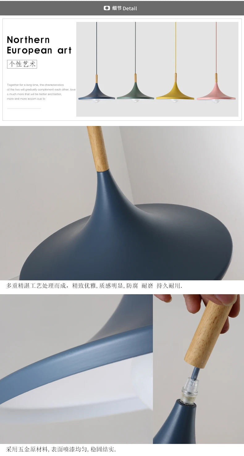 3 lights Modern Pendant Lights for Living Room Bedroom Kitchen Office Restaurant Hotel Colorful E27 LED Hanging Lamps