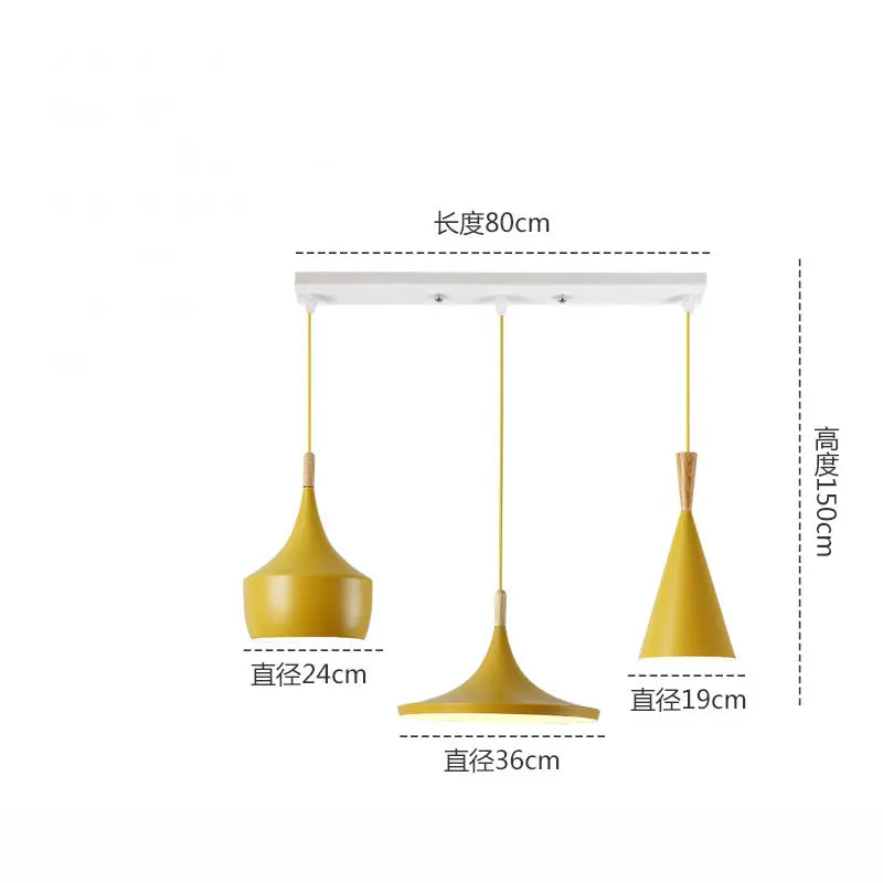 3 lights Modern Pendant Lights for Living Room Bedroom Kitchen Office Restaurant Hotel Colorful E27 LED Hanging Lamps