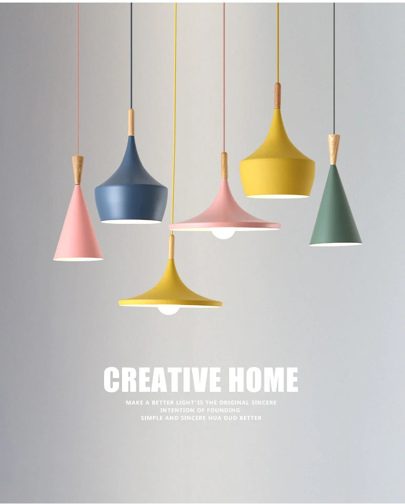 3 lights Modern Pendant Lights for Living Room Bedroom Kitchen Office Restaurant Hotel Colorful E27 LED Hanging Lamps