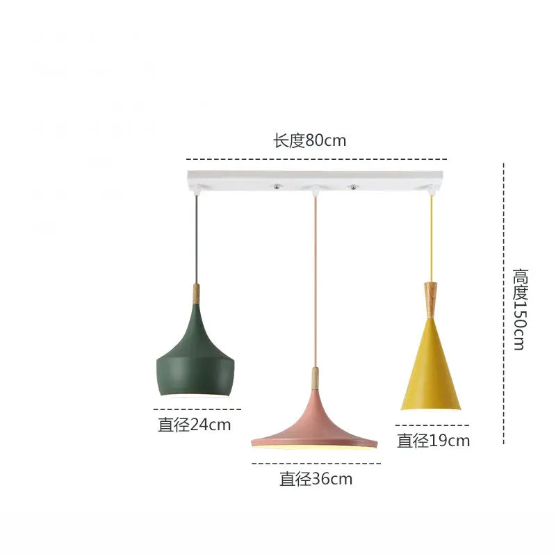 3 lights Modern Pendant Lights for Living Room Bedroom Kitchen Office Restaurant Hotel Colorful E27 LED Hanging Lamps