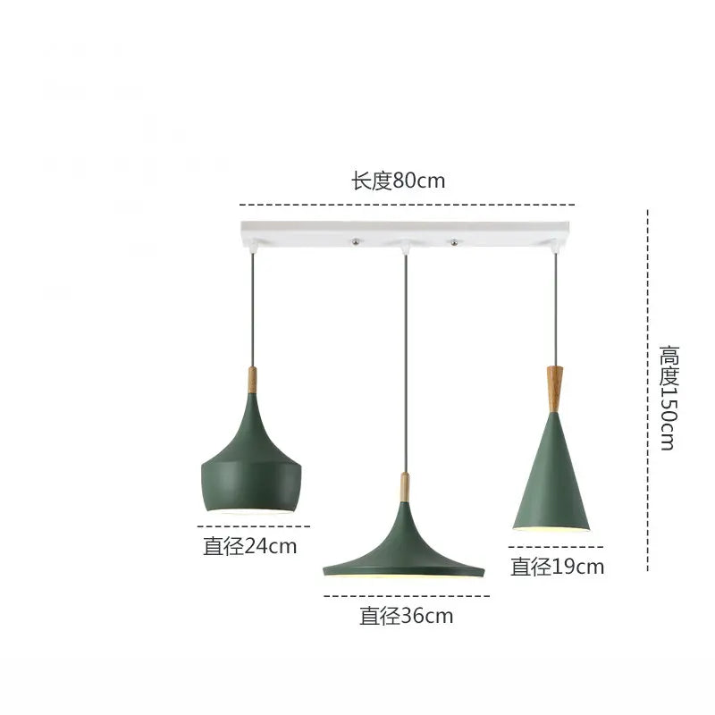 3 lights Modern Pendant Lights for Living Room Bedroom Kitchen Office Restaurant Hotel Colorful E27 LED Hanging Lamps