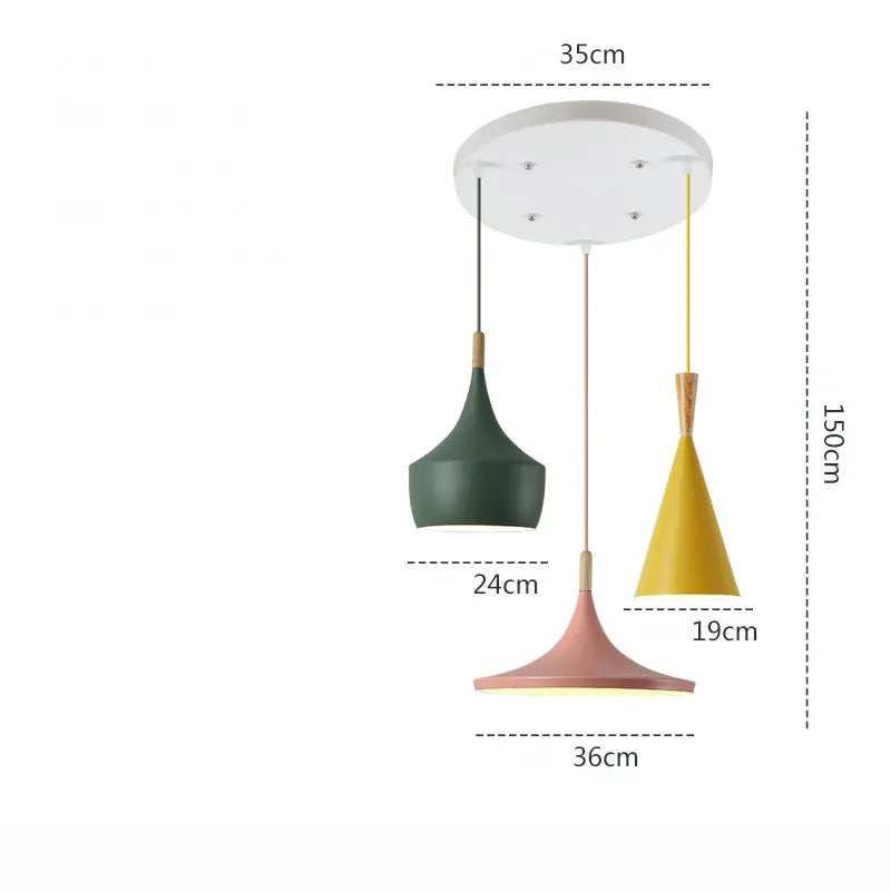 3 lights Modern Pendant Lights for Living Room Bedroom Kitchen Office Restaurant Hotel Colorful E27 LED Hanging Lamps