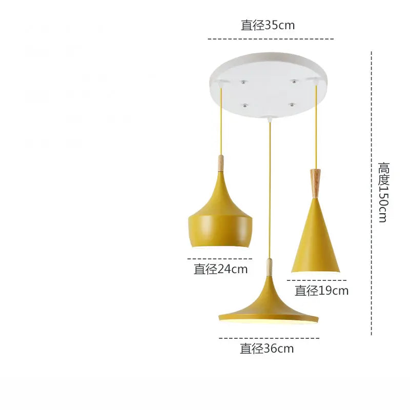 3 lights Modern Pendant Lights for Living Room Bedroom Kitchen Office Restaurant Hotel Colorful E27 LED Hanging Lamps