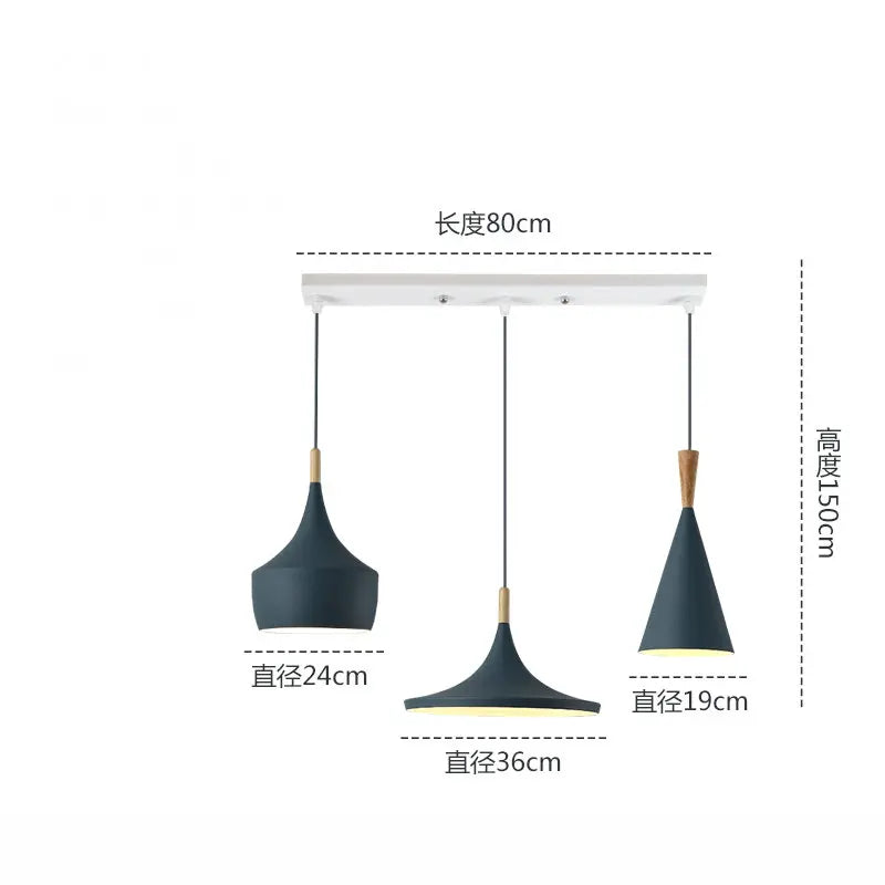 3 lights Modern Pendant Lights for Living Room Bedroom Kitchen Office Restaurant Hotel Colorful E27 LED Hanging Lamps