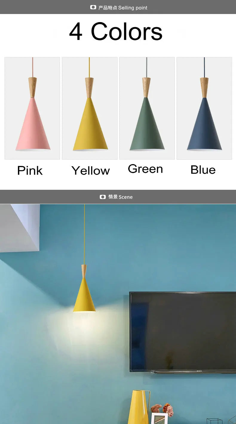 3 lights Modern Pendant Lights for Living Room Bedroom Kitchen Office Restaurant Hotel Colorful E27 LED Hanging Lamps