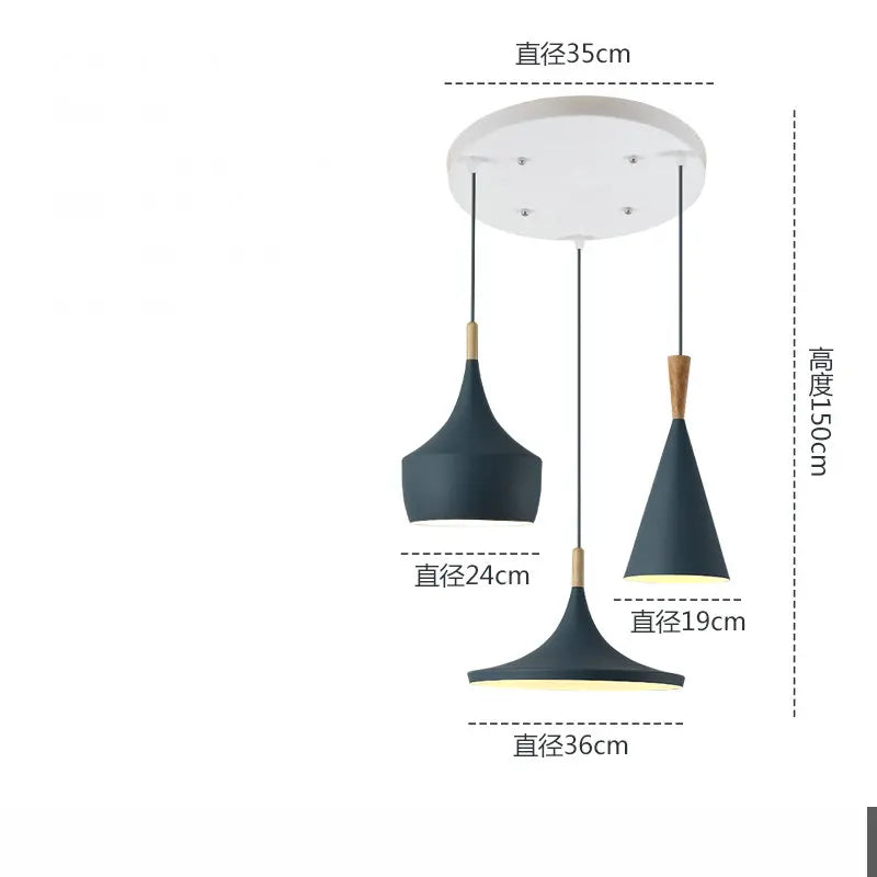 3 lights Modern Pendant Lights for Living Room Bedroom Kitchen Office Restaurant Hotel Colorful E27 LED Hanging Lamps