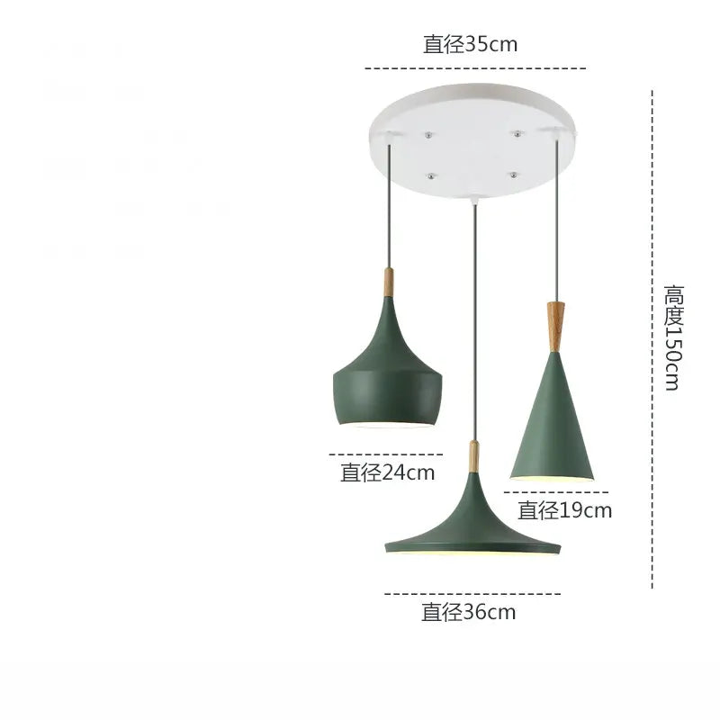 3 lights Modern Pendant Lights for Living Room Bedroom Kitchen Office Restaurant Hotel Colorful E27 LED Hanging Lamps