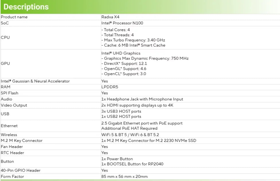 2025 X4 Single Board Computer With N100 Processor, Combining High Performance And Low Power Consumption